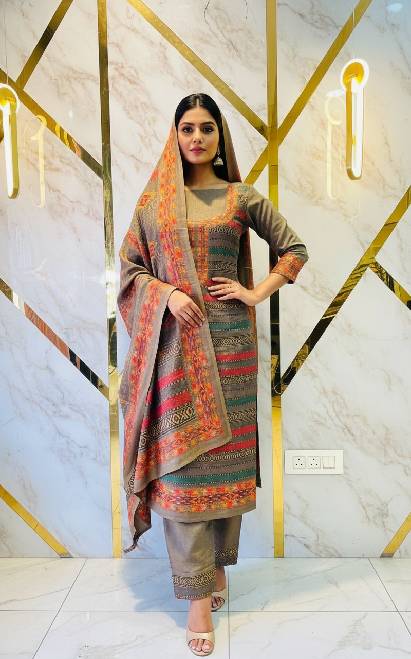 Premium kashmiri  Pashmina kani print Suit