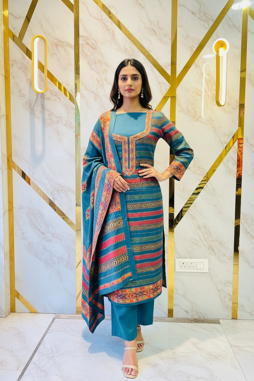 Premium kashmiri  Pashmina kani print Suit