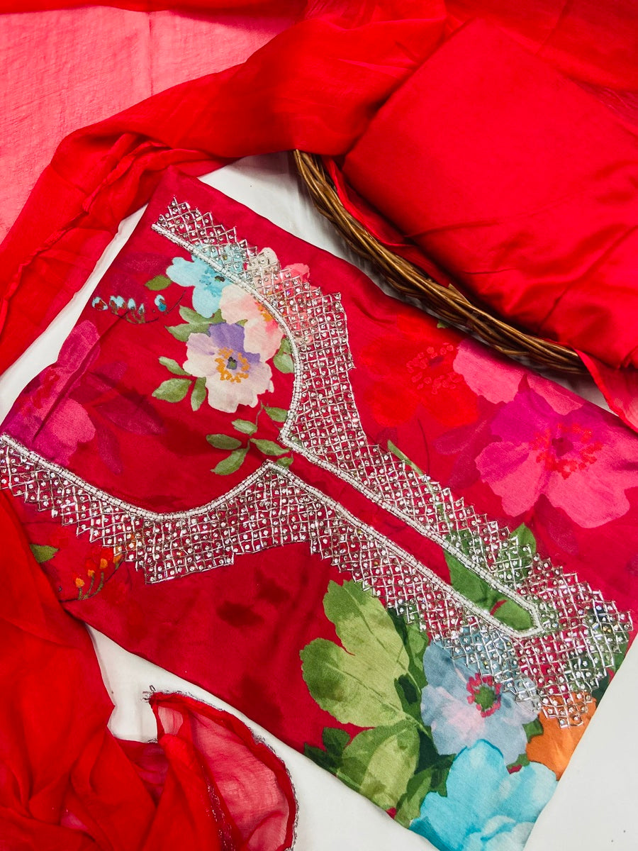Party wear maslin mirror suit