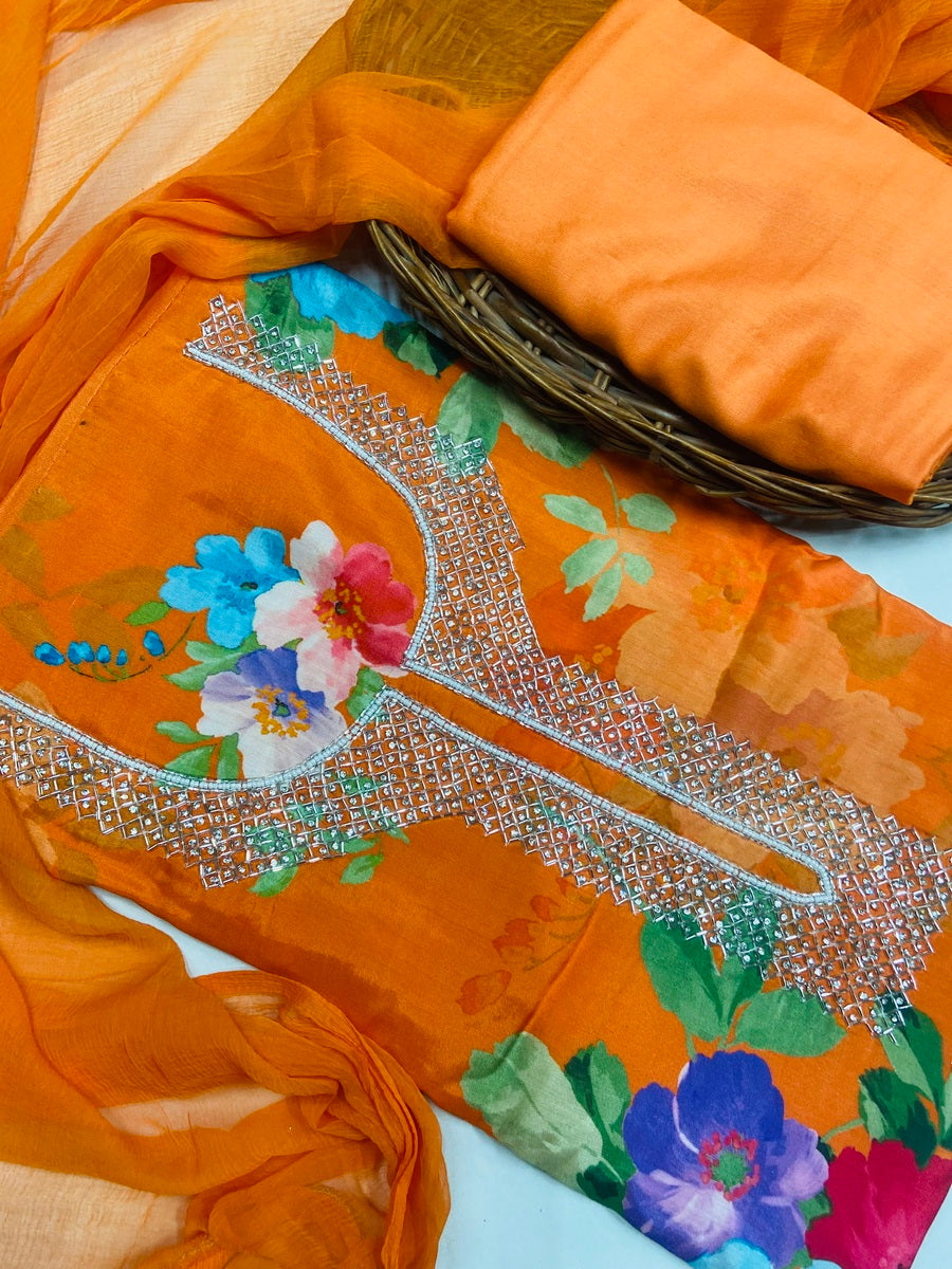 Party wear maslin mirror suit