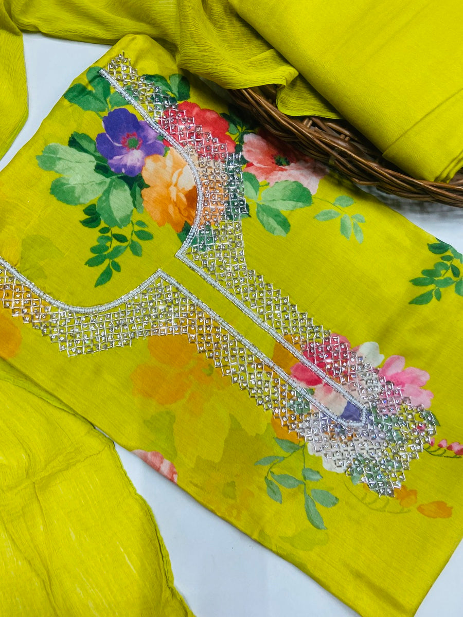 Party wear maslin mirror suit