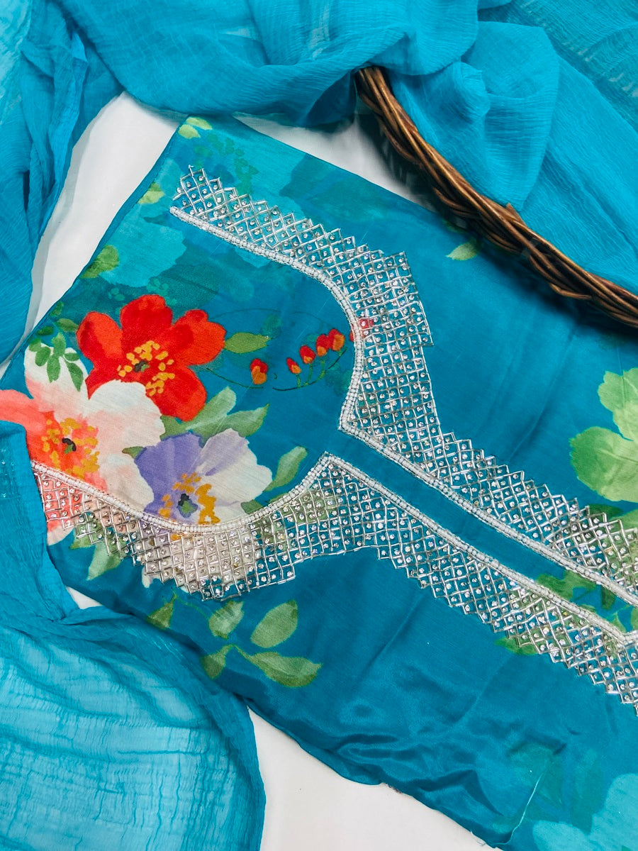 Party wear maslin mirror suit