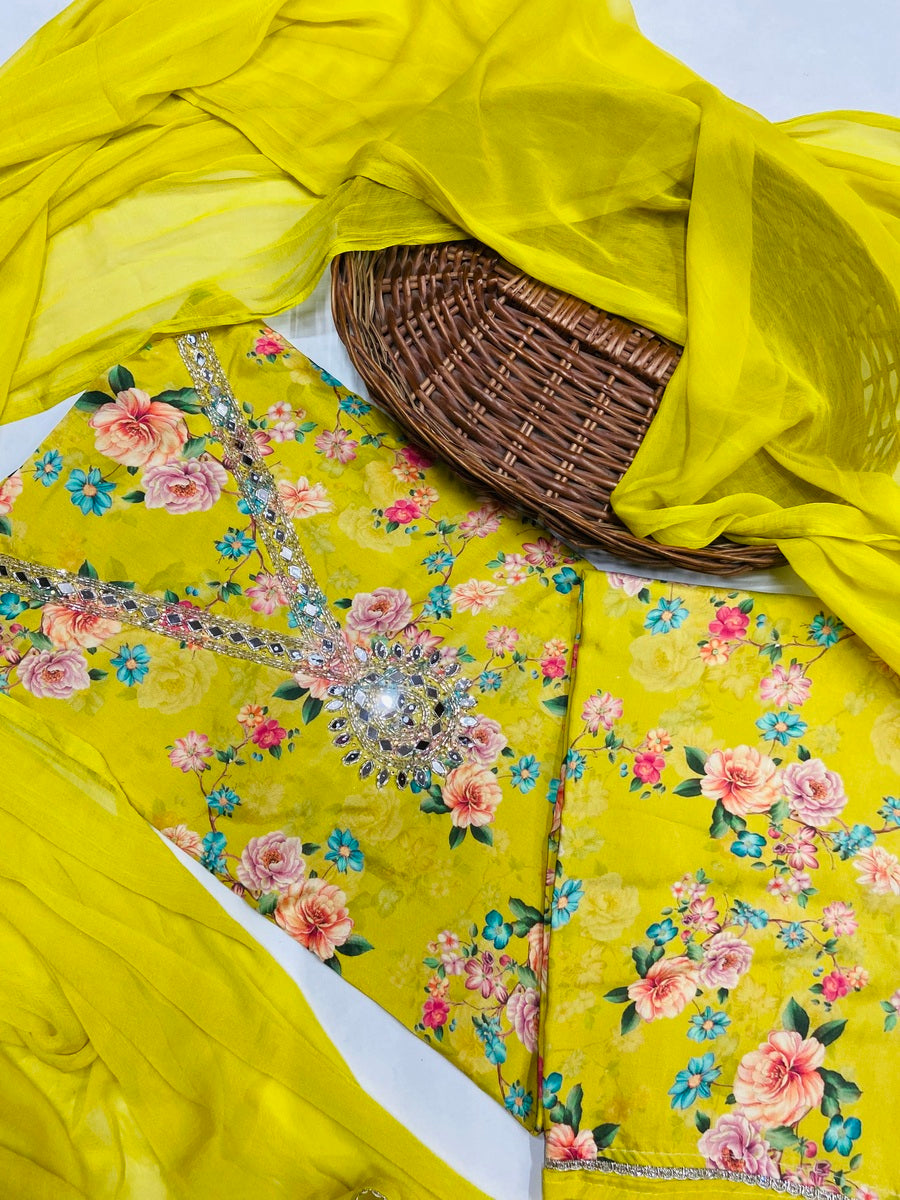 Party wear maslin mirror suit