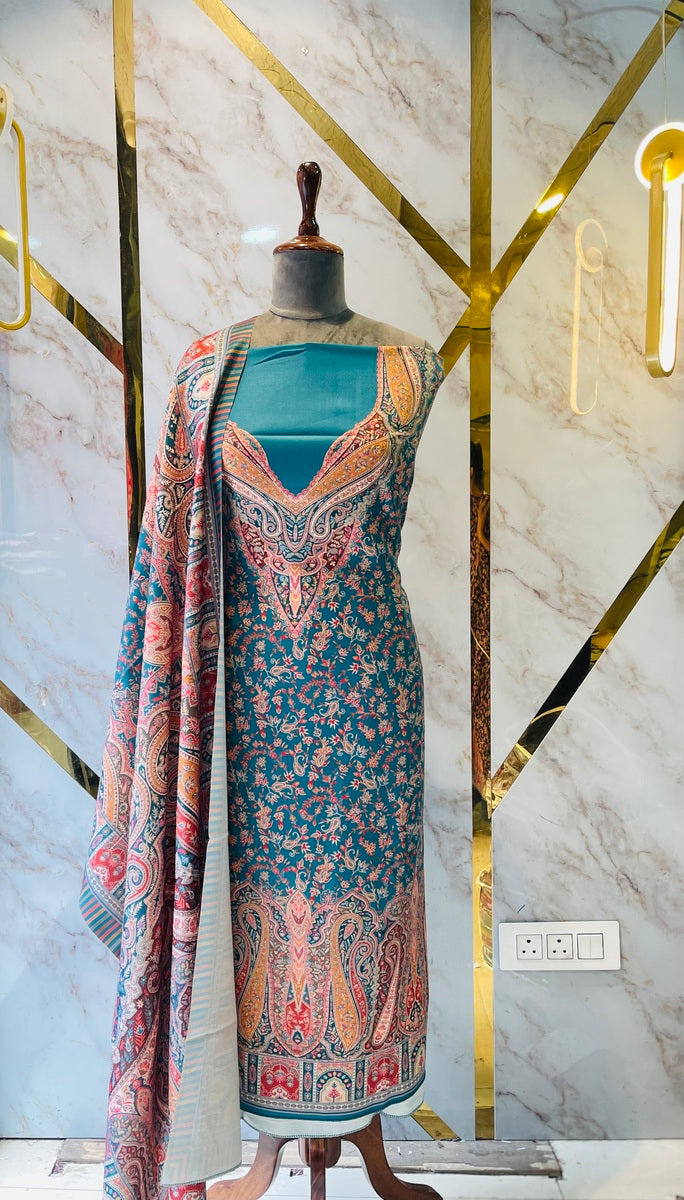 Premium kashmiri  Pashmina kani print Suit