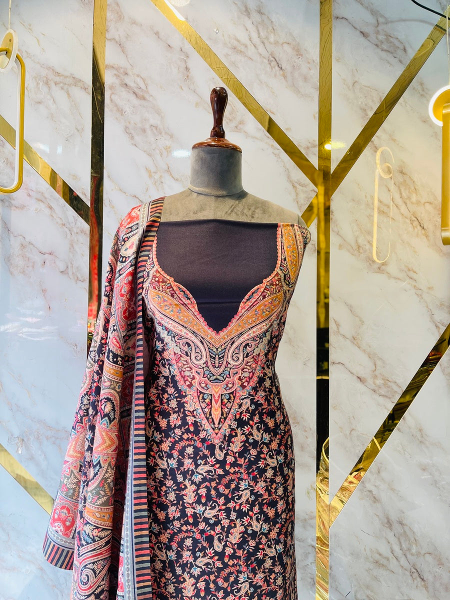 Premium kashmiri  Pashmina kani print Suit