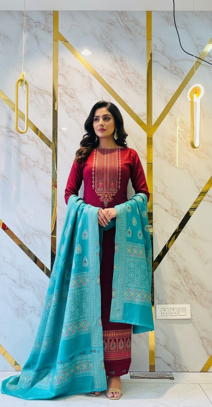 Premium kani Wollen Party Suits (100% Handmade)