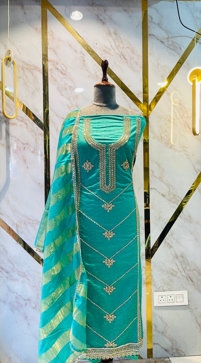 Party wear shimar silk suit Hand Work Suit