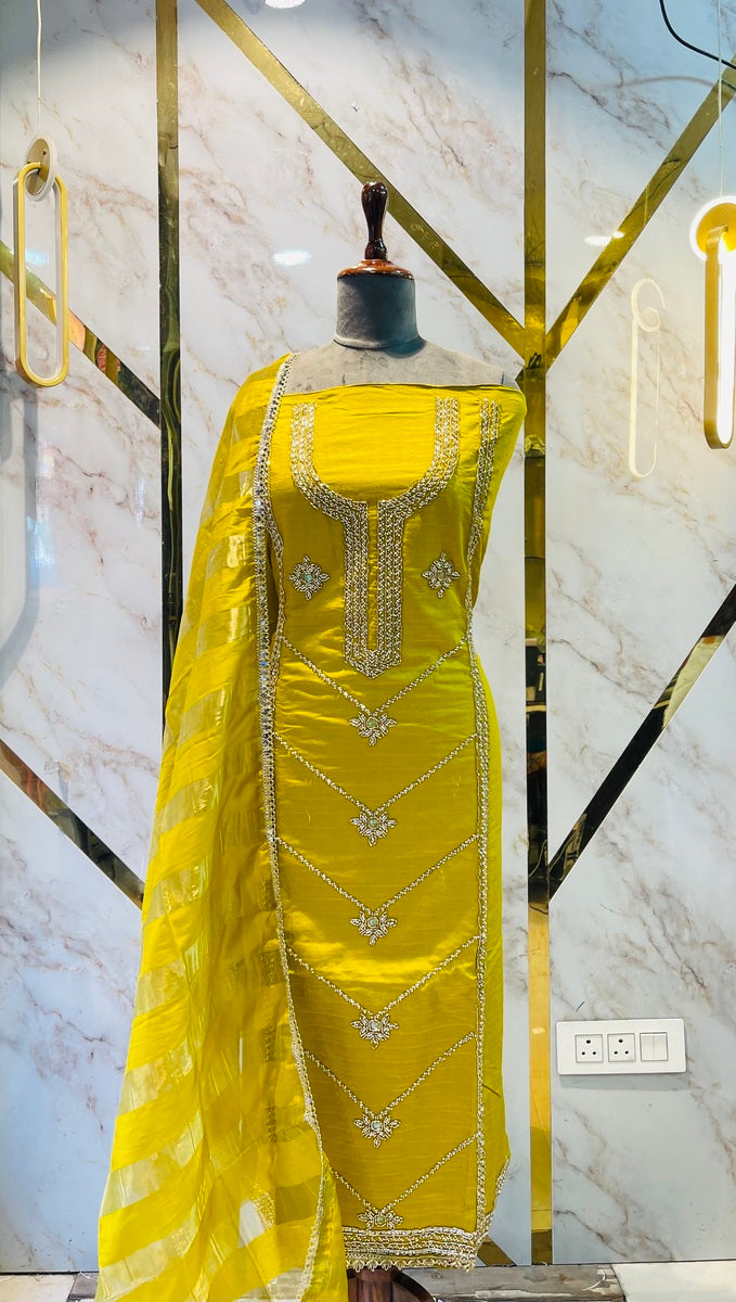 Party wear shimar silk suit Hand Work Suit