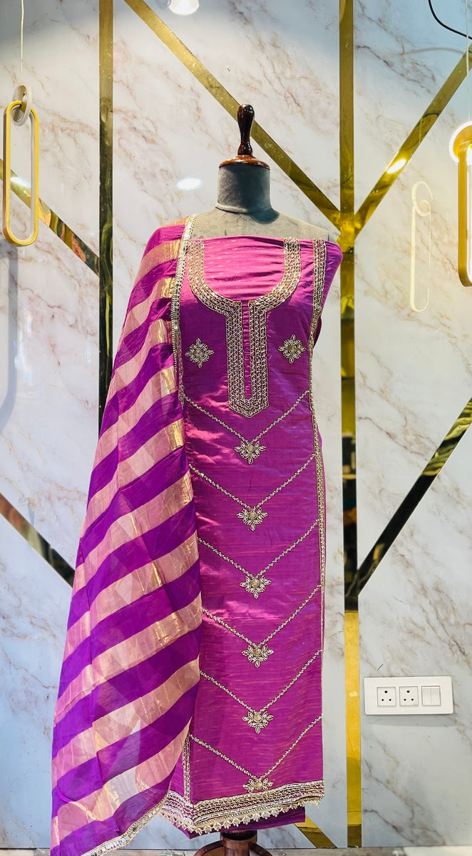 Party wear shimar silk suit Hand Work Suit