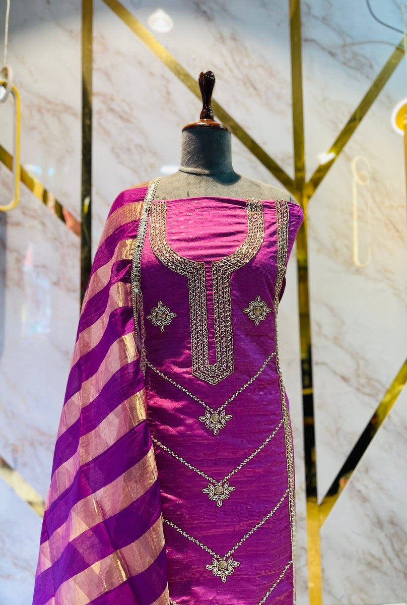 Party wear shimar silk suit Hand Work Suit
