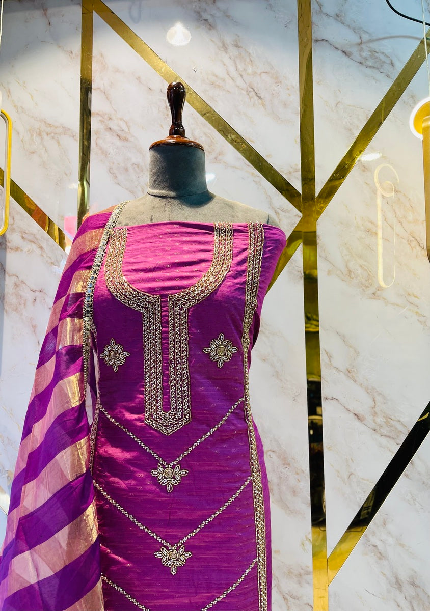 Party wear shimar silk suit Hand Work Suit