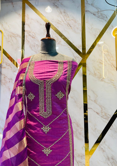 Party wear shimar silk suit Hand Work Suit