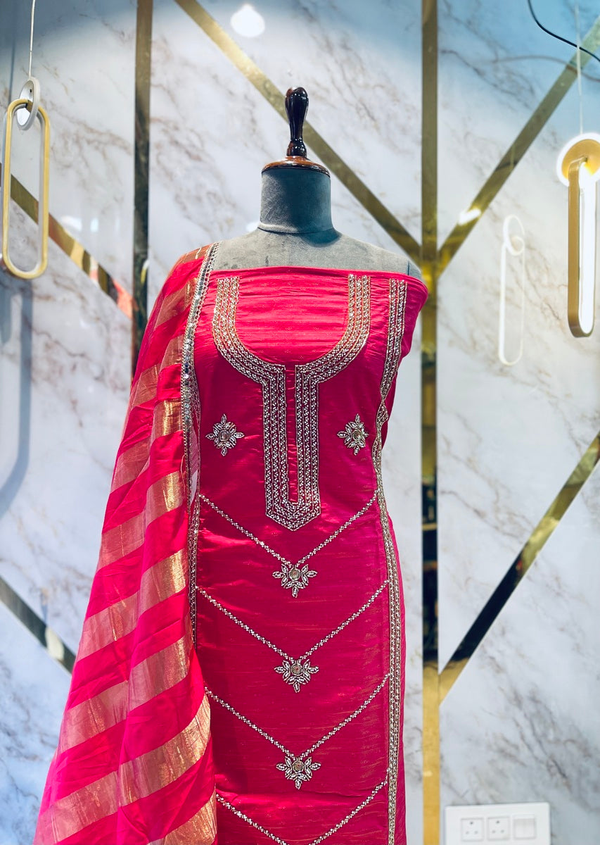 Party wear shimar silk suit Hand Work Suit