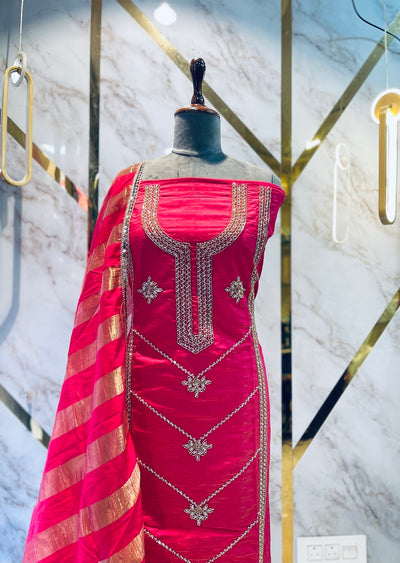 Party wear shimar silk suit Hand Work Suit