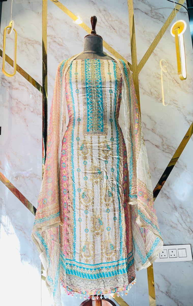 Party wear maslin mirror suit