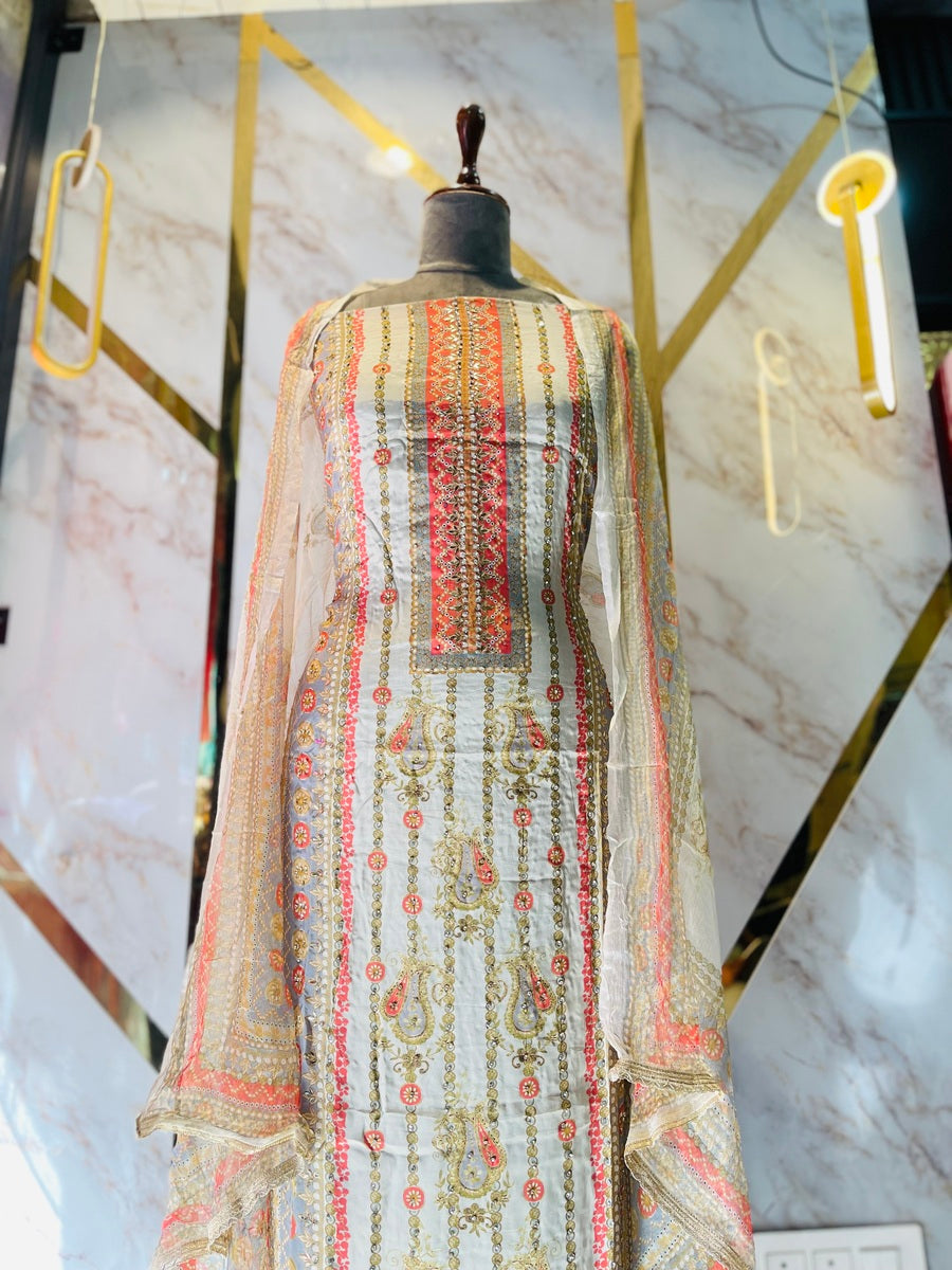 Party wear maslin mirror suit