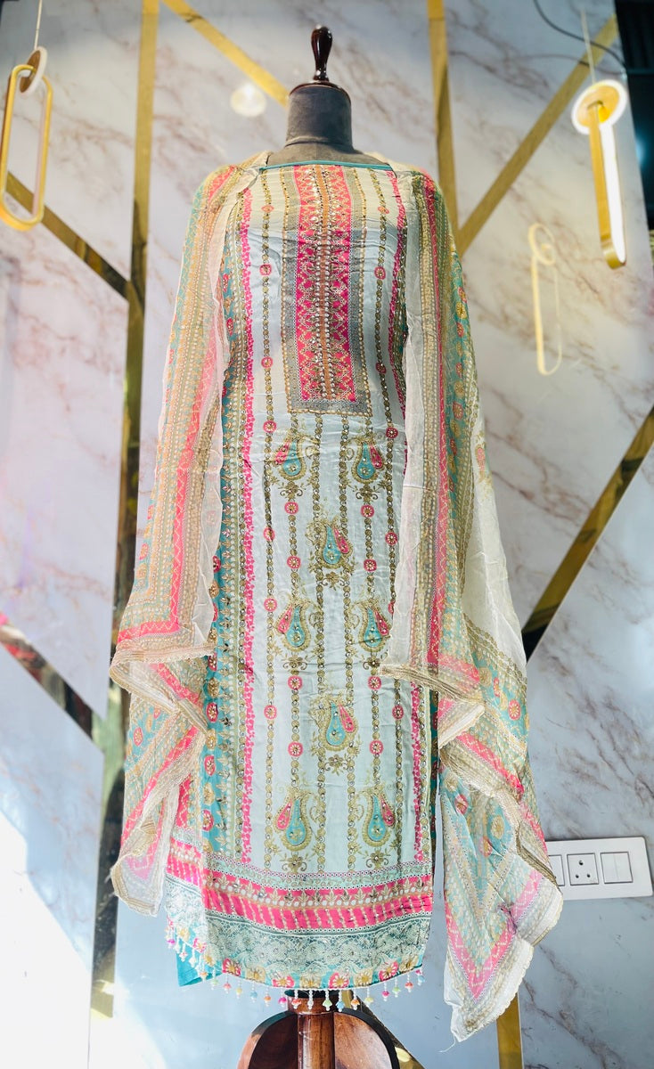 Party wear maslin mirror suit