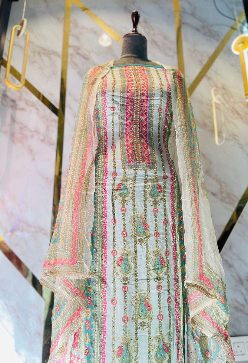 Party wear maslin mirror suit