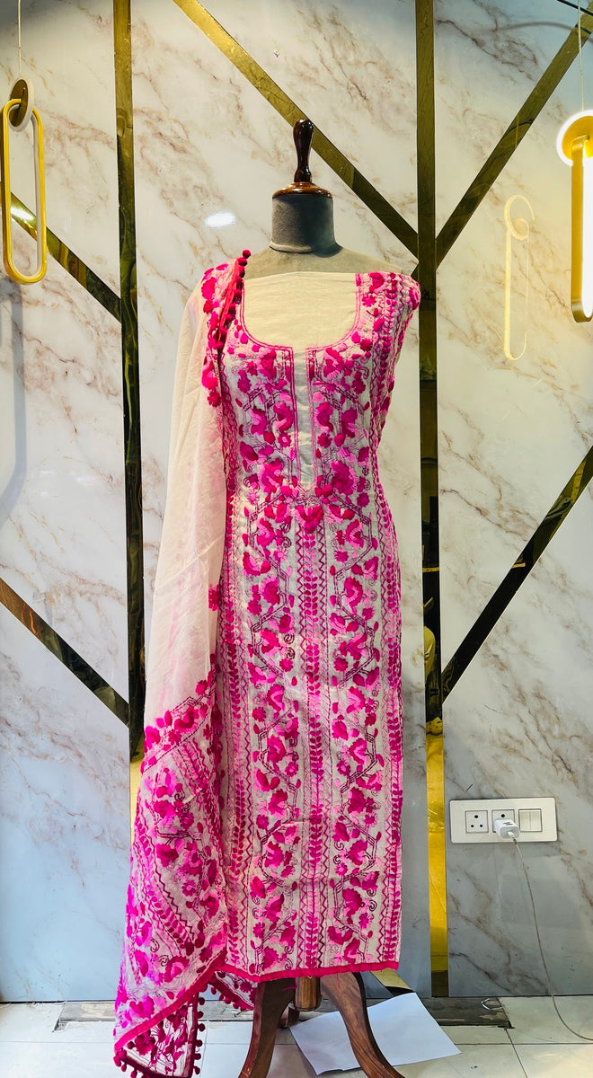 Premium kantha work modal silk suit