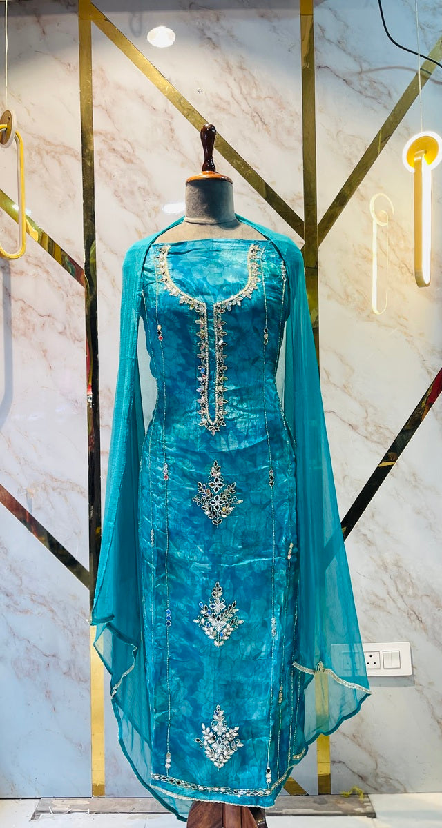 premium Organza  Glass Silk Suit