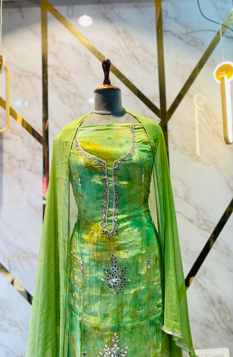 premium Organza  Glass Silk Suit