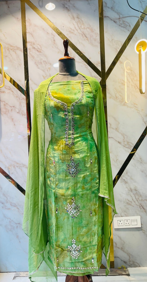 premium Organza  Glass Silk Suit