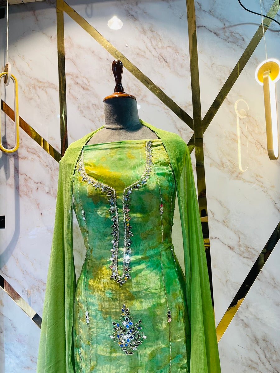 premium Organza  Glass Silk Suit