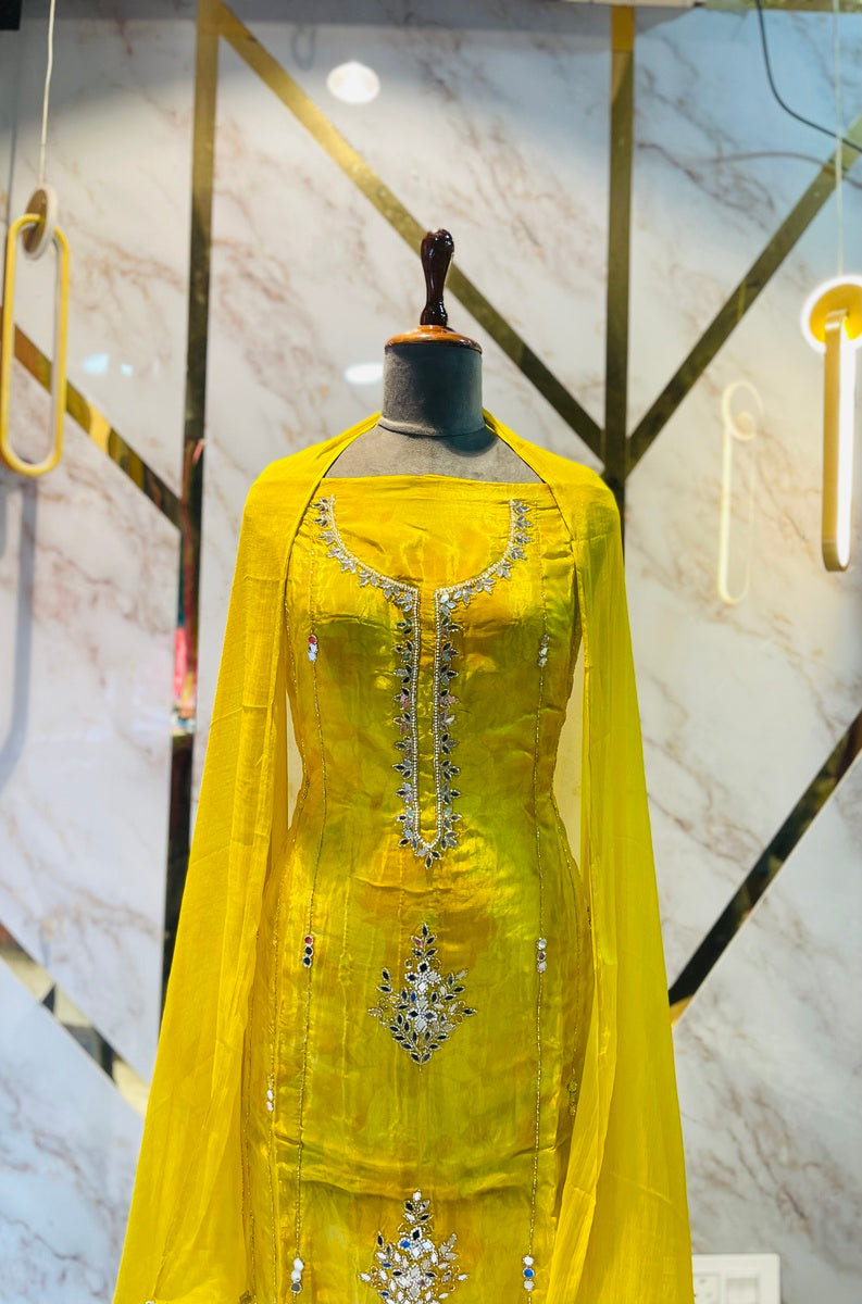 premium Organza  Glass Silk Suit