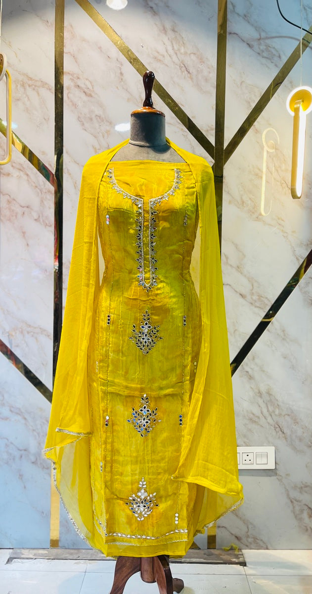 premium Organza  Glass Silk Suit