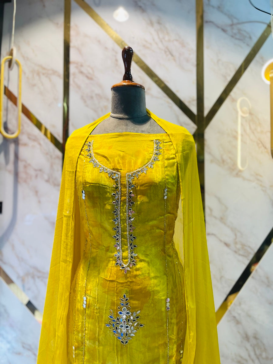 premium Organza  Glass Silk Suit