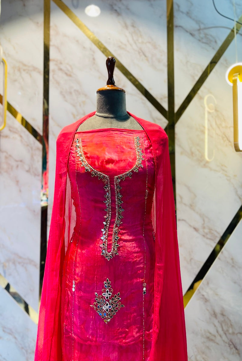 premium Organza  Glass Silk Suit