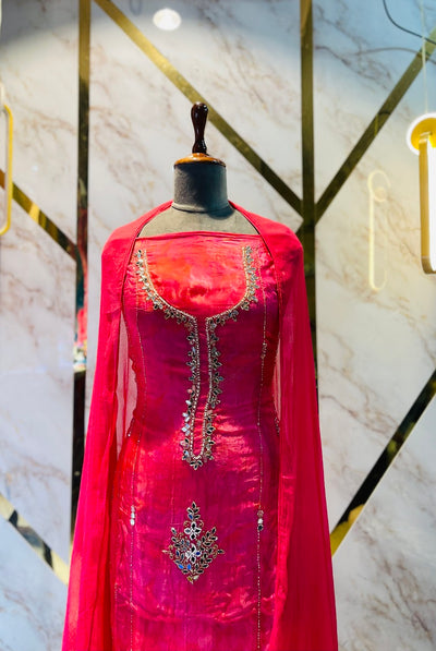 premium Organza  Glass Silk Suit