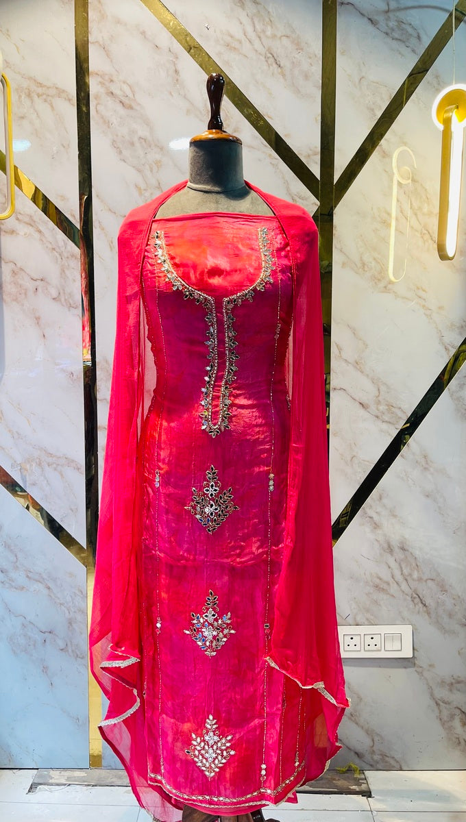 premium Organza  Glass Silk Suit