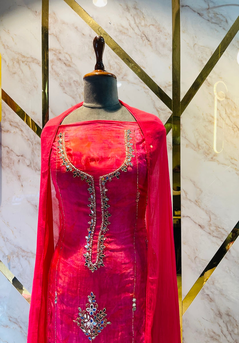 premium Organza  Glass Silk Suit