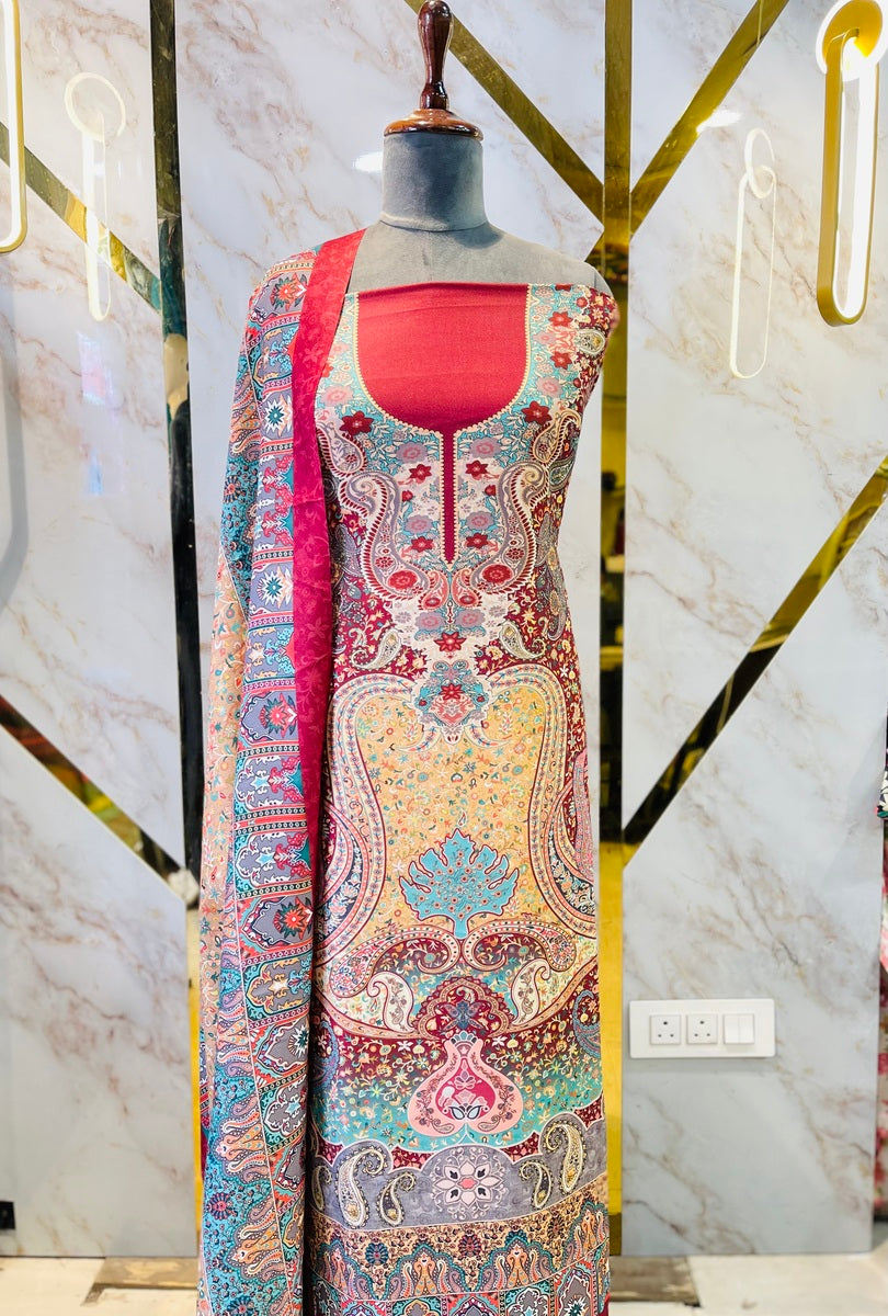 Premium kashmiri  Pashmina kani print Suit