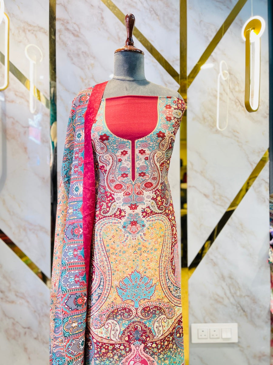 Premium kashmiri  Pashmina kani print Suit