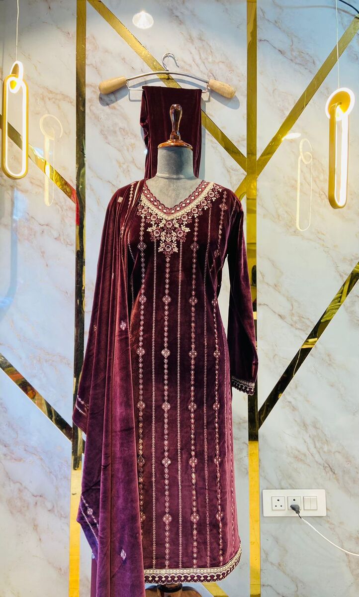 Beautiful velvet ready made suit