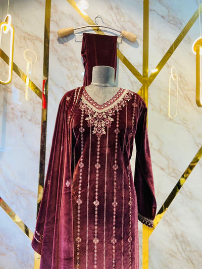 Beautiful velvet ready made suit