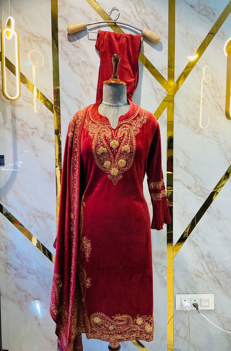 Beautiful velvet ready made suit