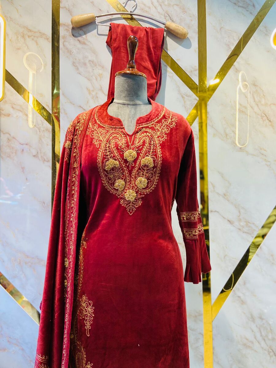 Beautiful velvet ready made suit