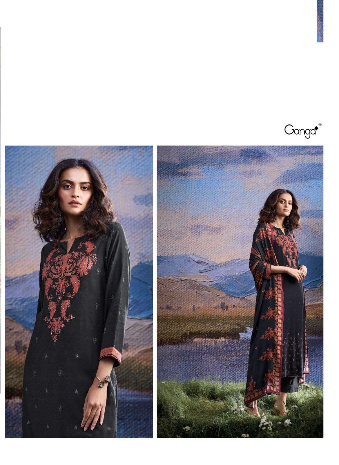 GANGA BRAND WINTER PURE PASHMINA SUITS